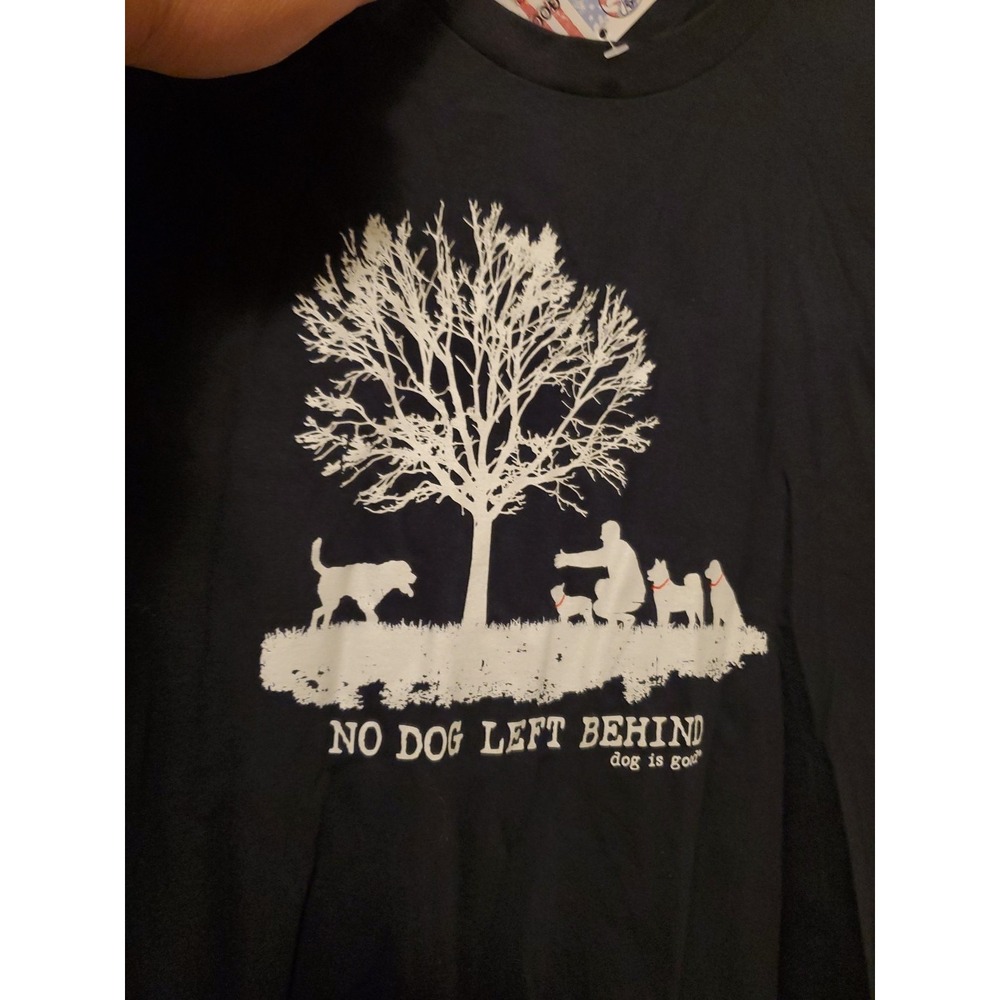 Dog is Good For Patriots No Dog Left Behind Black Graphic T-Shirt Small NWT